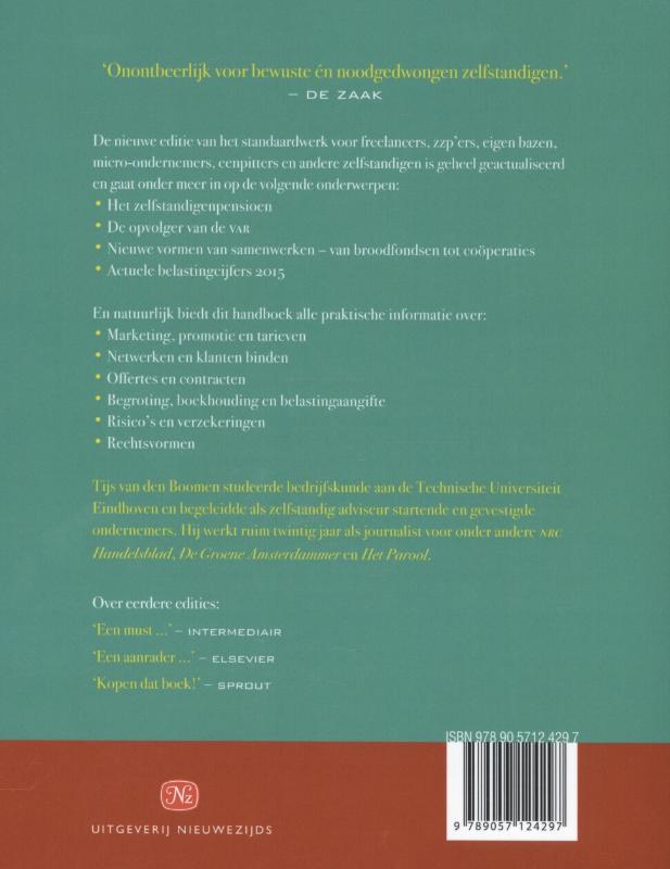 Achterkant van Handboek zelfstandigen 2015