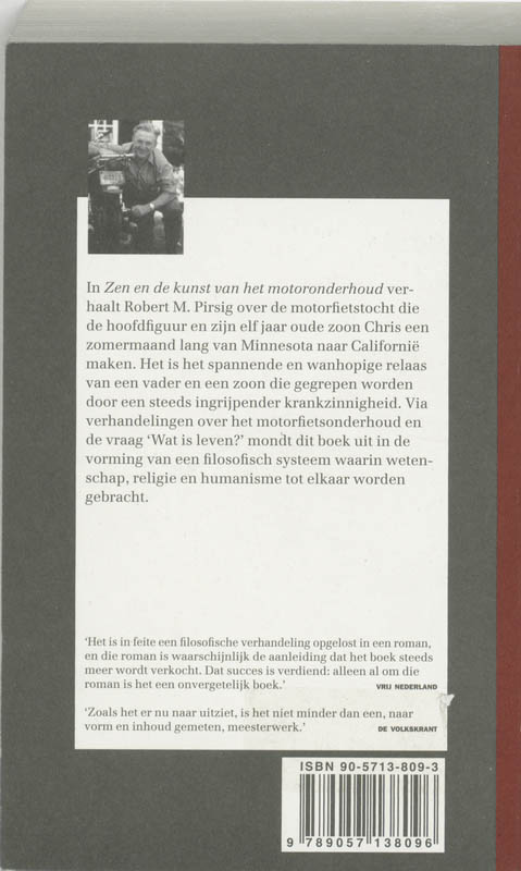 Achterkant van Zen en de kunst van het motoronderhoud