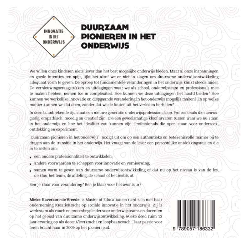 Achterkant van Duurzaam pionieren in het onderwijs