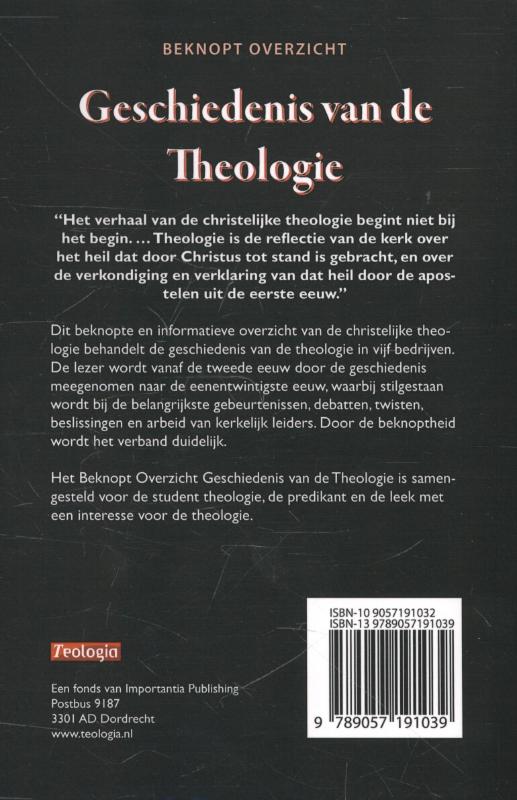 Achterkant van Geschiedenis van de Theologie