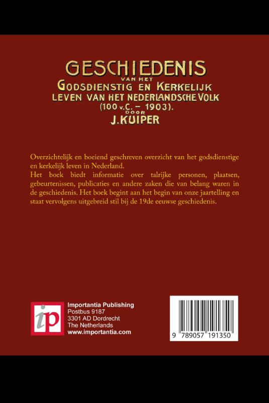 Achterkant van Geschiedenis van het godsdienstig en kerkelijk leven van het Nederlandsche Volk (100 v. Chr. - 1903)