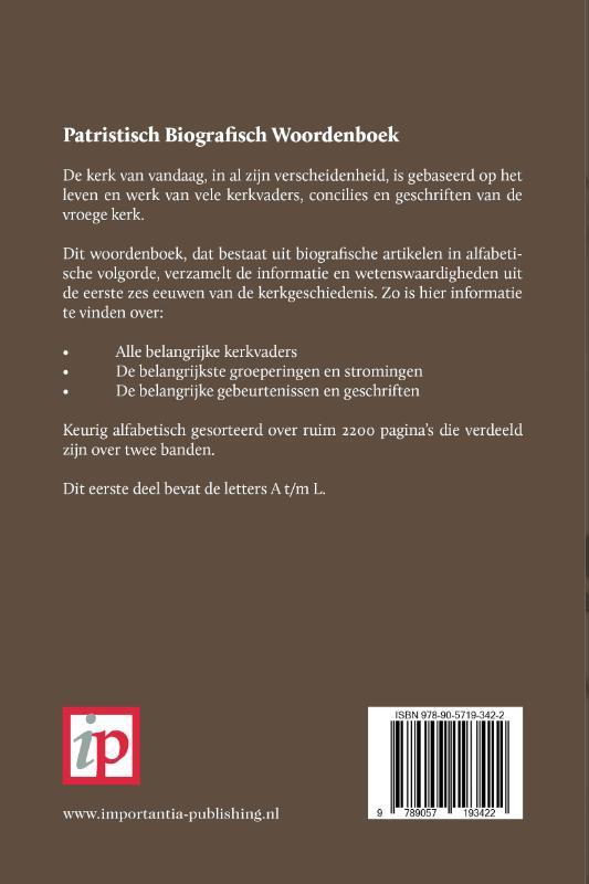 Achterkant van Patristisch biografisch woordenboek