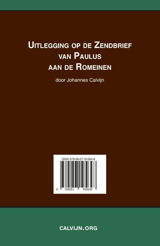 Achterkant van Uitlegging op de Zendbrief van Paulus aan de Romeinen