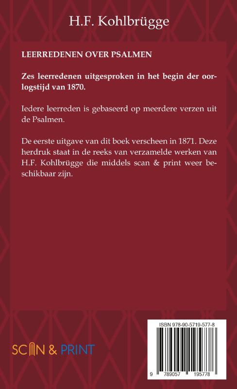Achterkant van Leerredenen over Psalmen