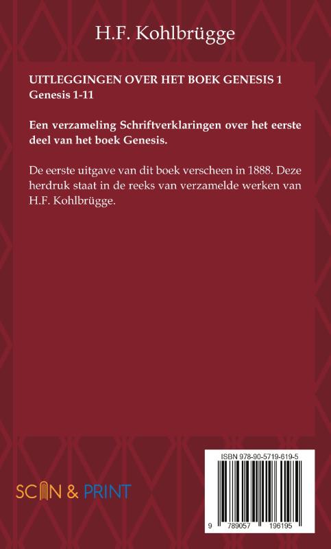 Achterkant van Uitleggingen over het Boek Genesis 1