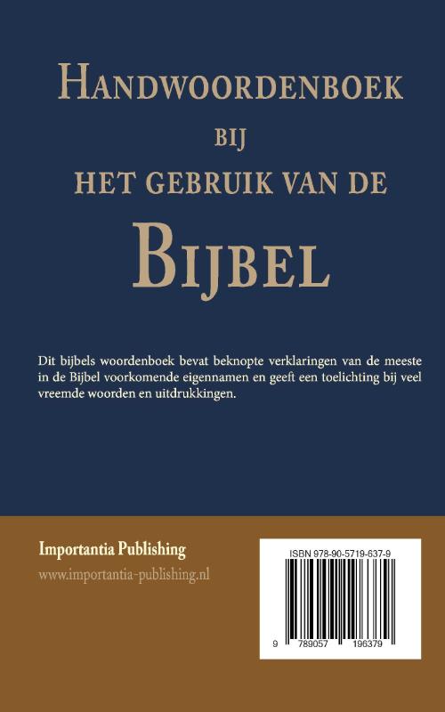 Achterkant van Handwoordenboek bij het gebruik van de Bijbel
