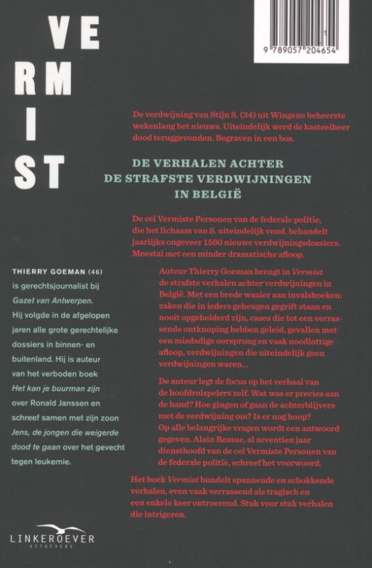 Achterkant van Vermist