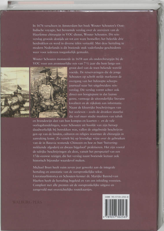 Achterkant van De Oost-Indische voyagie van Wouter Schouten