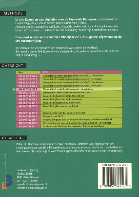 Achterkant van Elementaire kennis bedrijfseconomie
