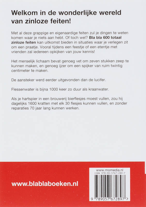 Achterkant van BLA BLA Feiten