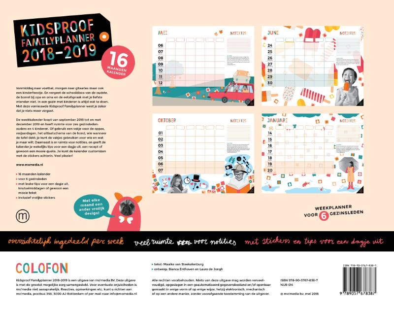 Achterkant van Kidsproof Familyplanner 2018-2019