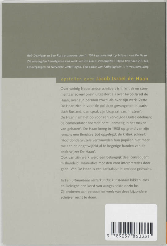 Achterkant van Een uitmuntend letterkundig kunstenaar