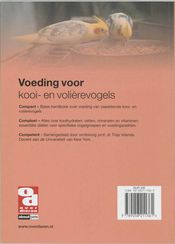 Achterkant van Voeding voor kooi-en volierevogels