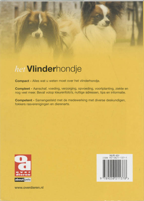 Achterkant van Het vlinderhondje