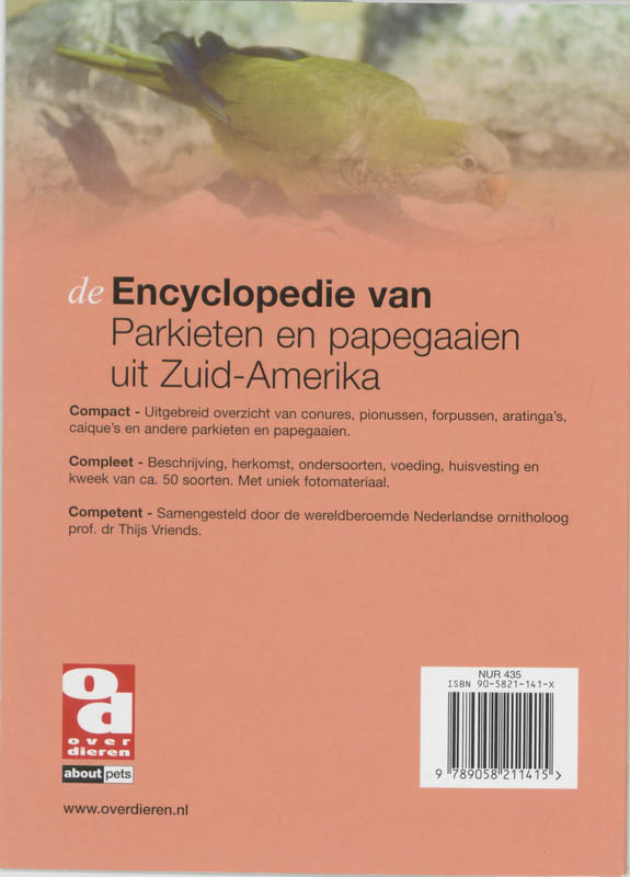 Achterkant van Encyclopedie van Zuid-Amerikaanse parkieten
