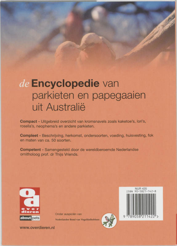Achterkant van De encyclopedie van Australische papegaaien en parkieten