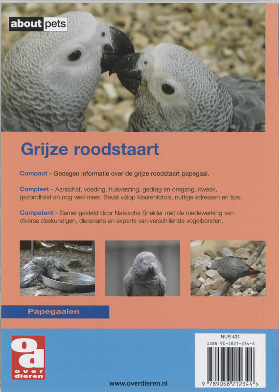 Achterkant van De grijze roodstaartpapegaai