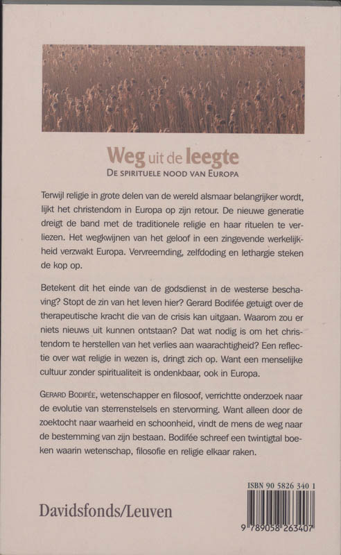 Achterkant van Weg uit de leegte