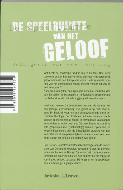 Achterkant van De speelruimte van het geloof