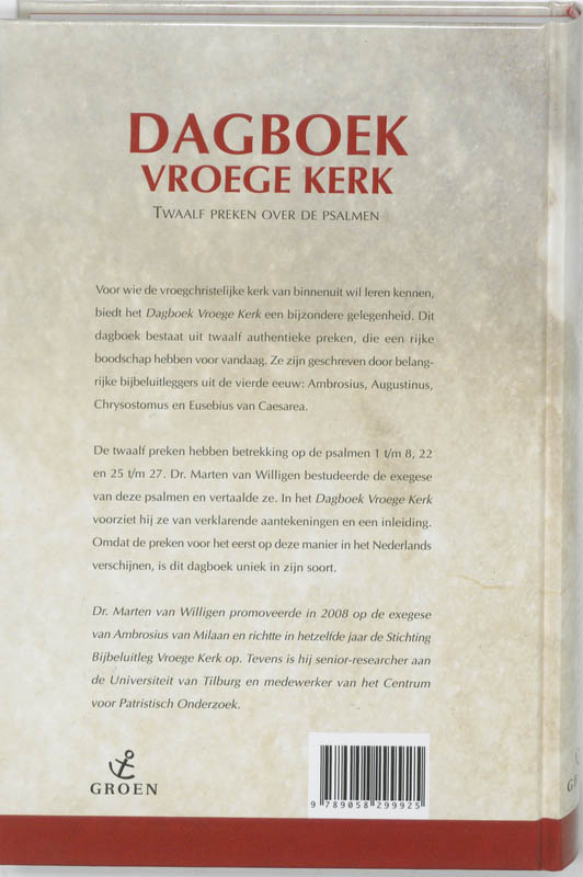 Achterkant van Dagboek Vroege Kerk
