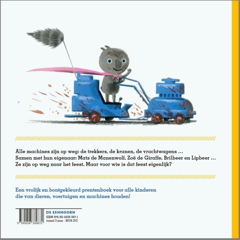 Achterkant van Feest voor de machines