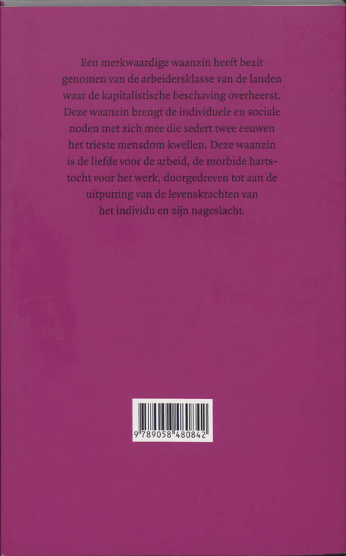 Achterkant van Het recht op luiheid