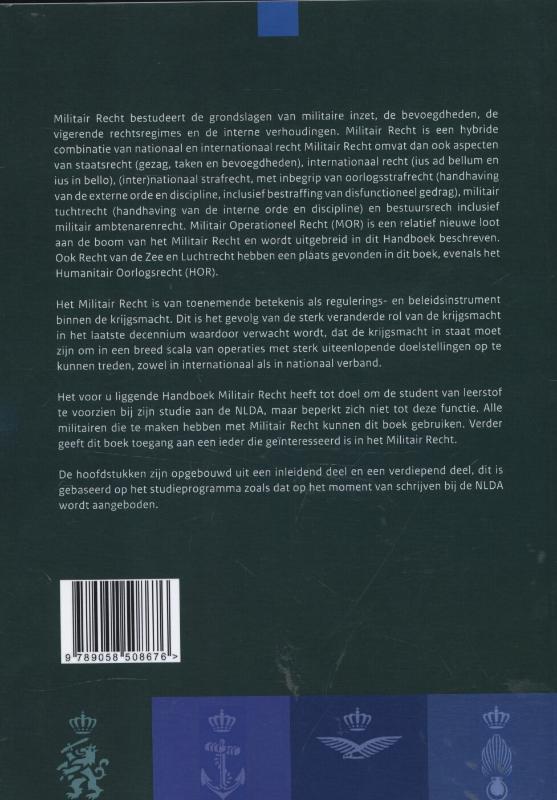 Achterkant van Handboek militair recht