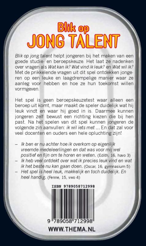 Achterkant van Blik op jong talent