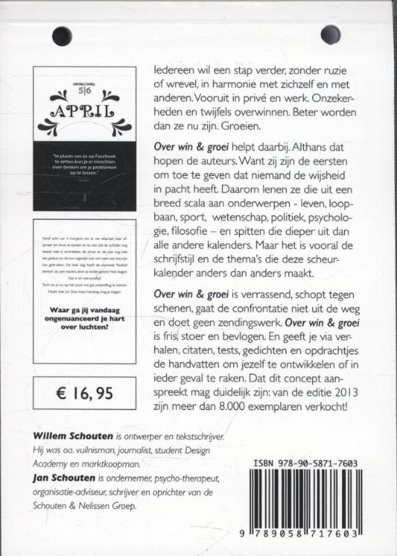 Achterkant van scheurkalender 2014