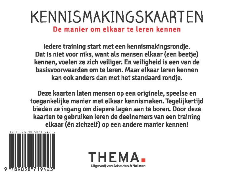 Achterkant van Kennismakingskaarten