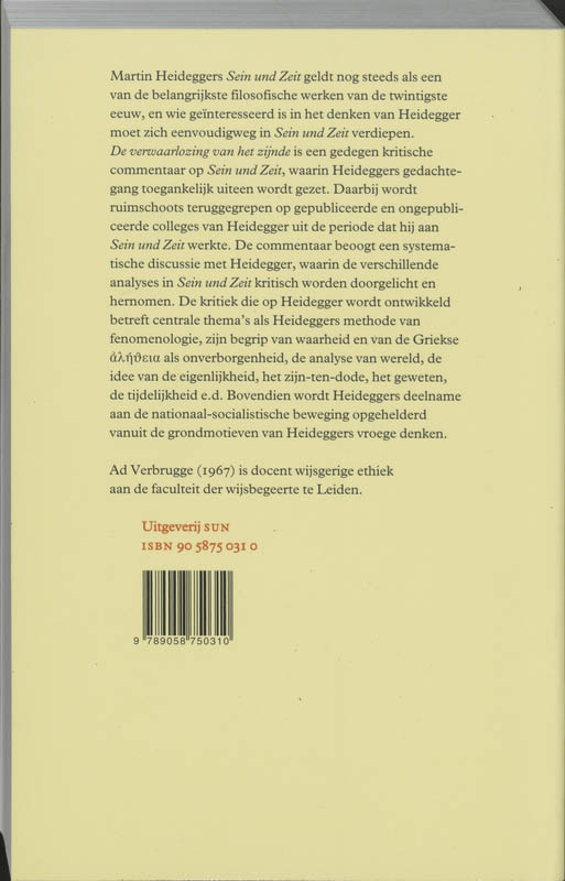 Achterkant van De verwaarlozing van het zijnde