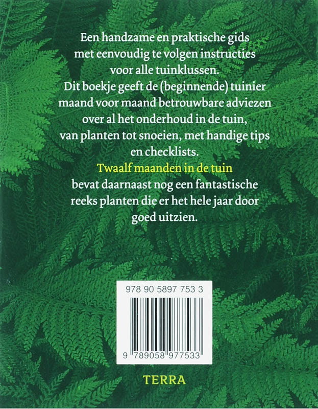 Achterkant van Twaalf maanden in de tuin