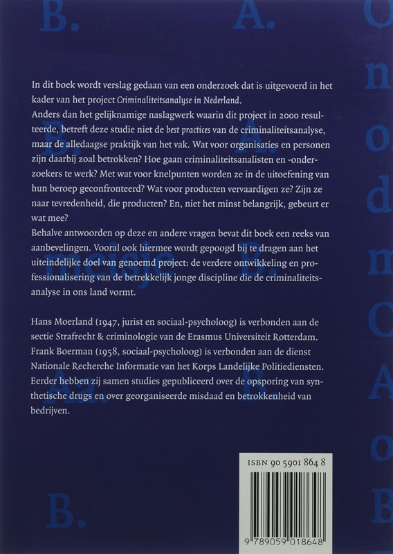 Achterkant van De praktijk van de criminaliteitsanalyse