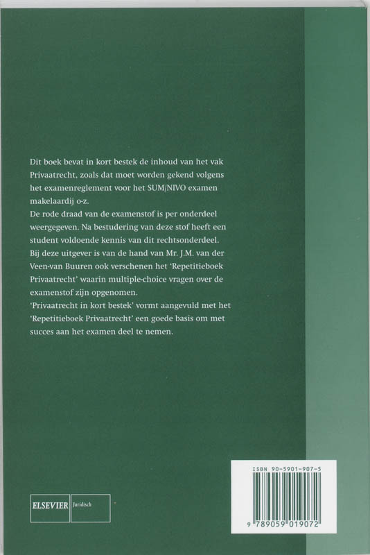 Achterkant van Privaatrecht in kort bestek
