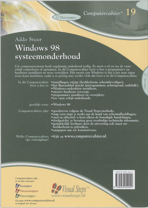 Achterkant van Windows 98 systeemonderhoud