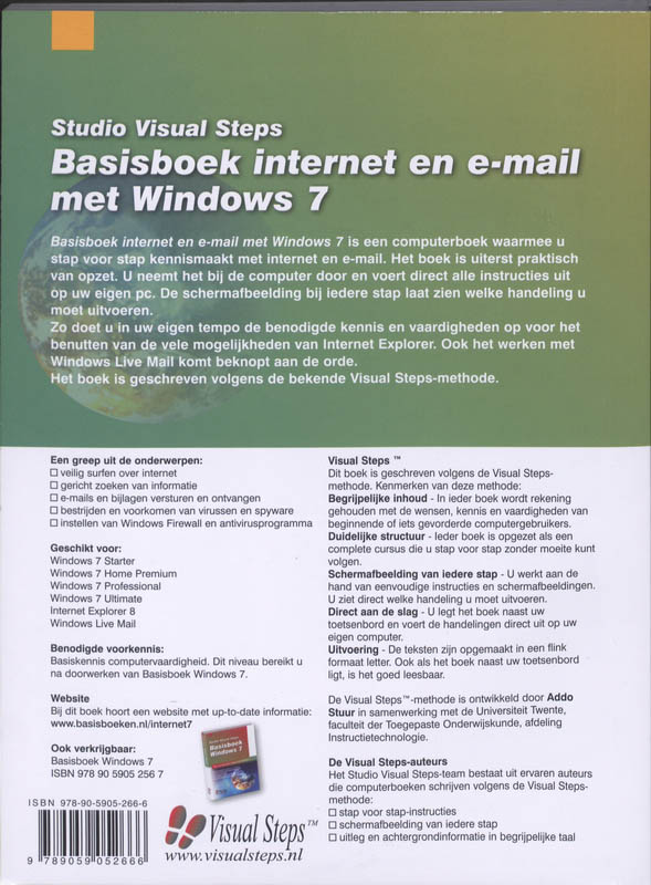 Achterkant van Basisboek internet en e-mail met Windows 7