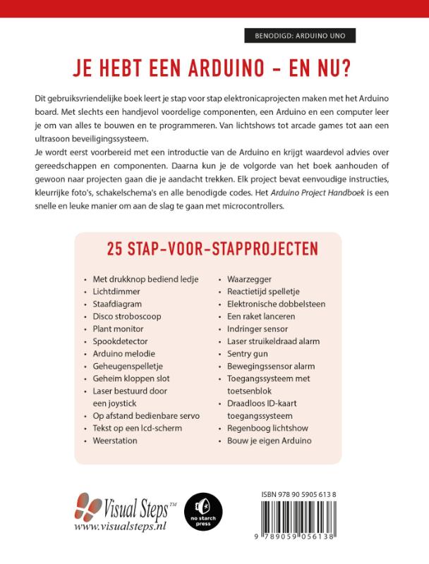 Achterkant van Arduino project handboek