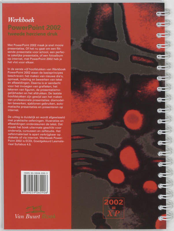 Achterkant van Werkboek PowerPoint 2002