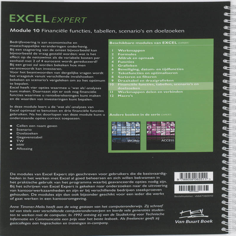 Achterkant van Financiele functies, tabellen, scenario's en doelzoeken Module 10