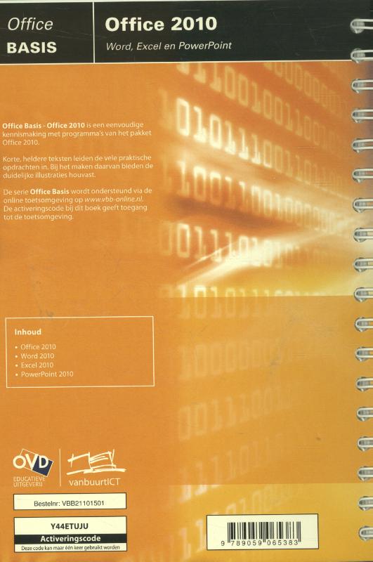 Achterkant van Basisboek Office 2010
