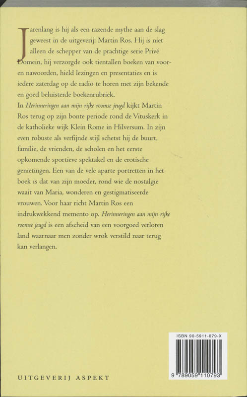 Achterkant van Herinneringen aan mijn Rijke Roomse Jeugd