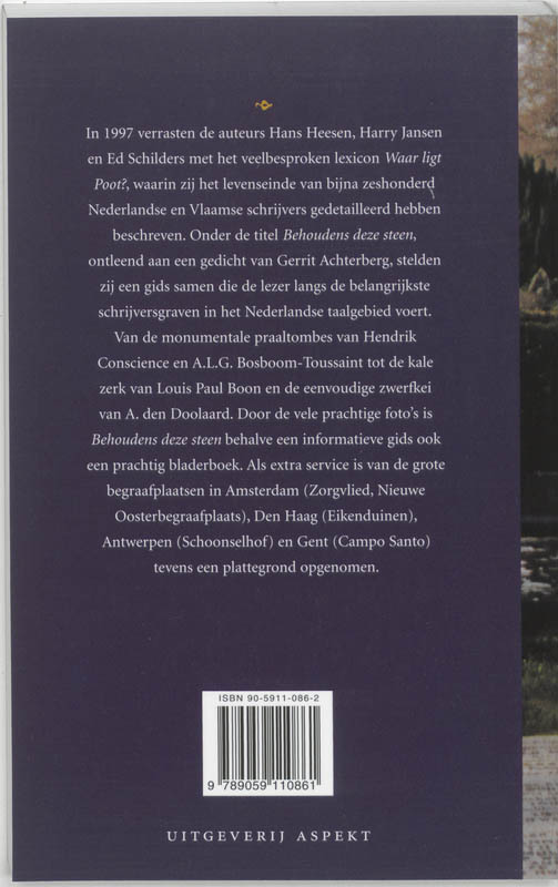 Achterkant van Behoudens deze steen