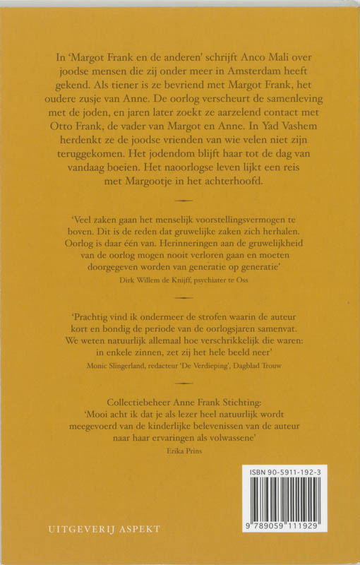 Achterkant van Margot Frank en de anderen