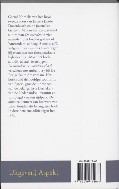Achterkant van Over De avonden van Gerard Kornelis van het Reve