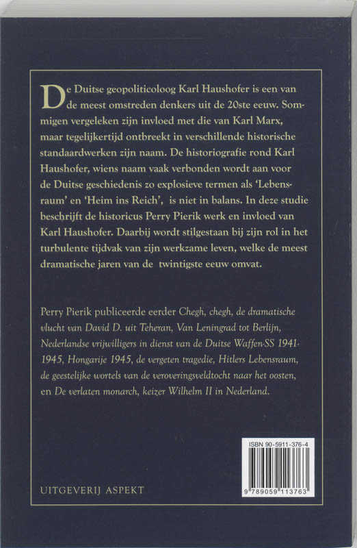 Achterkant van Karl Haushofer en het Nationaal-Socialisme