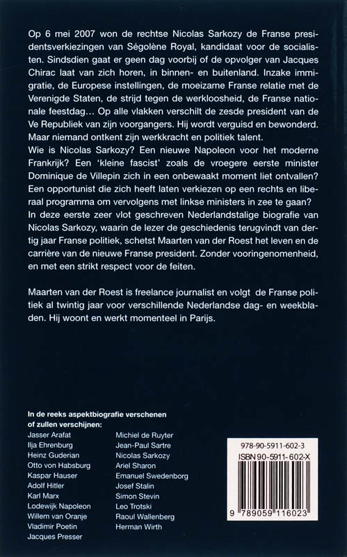 Achterkant van Nicolas Sarkozy