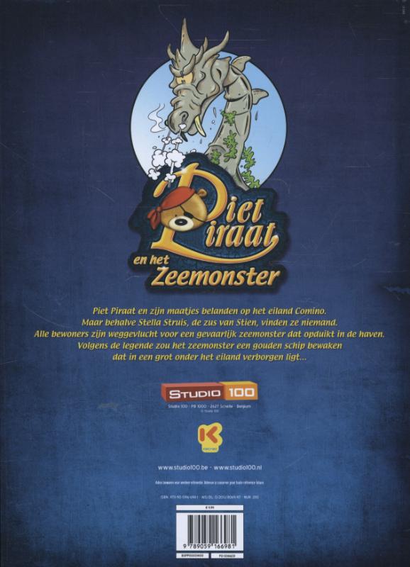 Achterkant van Piet Piraat en het zeemonster