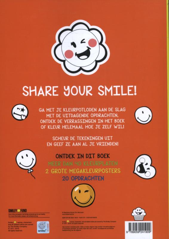 Achterkant van Mijn eerste Smiley kleurboek - met 12 kleurpotloden