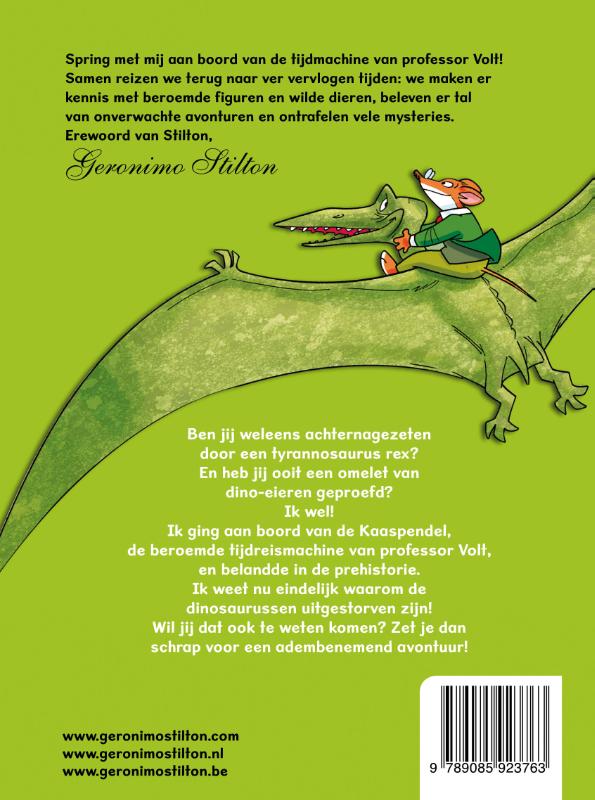 Achterkant van Reis door de tijd - ontmoeting met een t-rex inclusief box