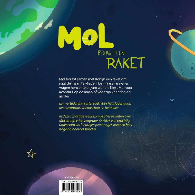 Achterkant van Mol bouwt een raket
